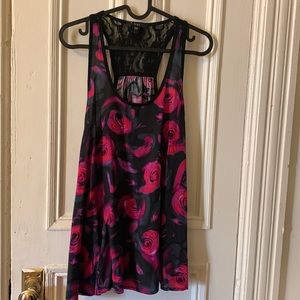 Purple pink black lace top